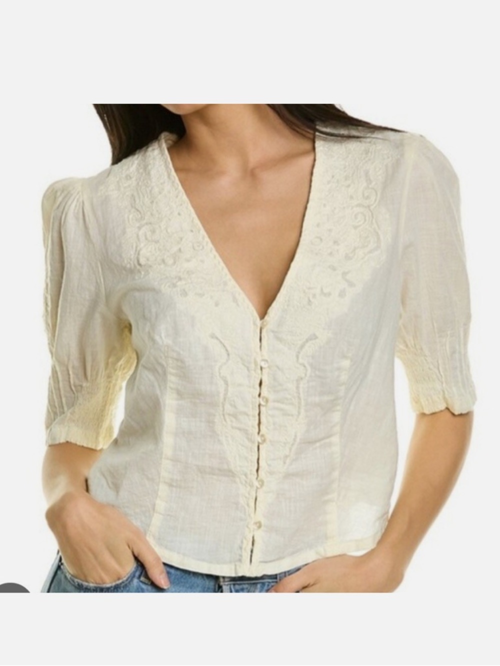 Free People Laurie Embroidered Blouse